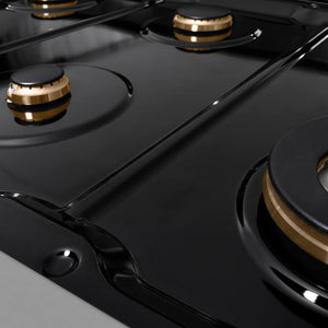 ZLINE Autograph Edition 48 in. Paramount Gas Rangetop with 8 Burners and Porcelain Cooktop in Stainless Steel with Polished Gold Accents (SRTZ-48-G)