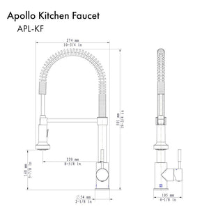 ZLINE Apollo Pull Down Spring Single Handle Kitchen Faucet in Polished Gold (APL-KF-PG)