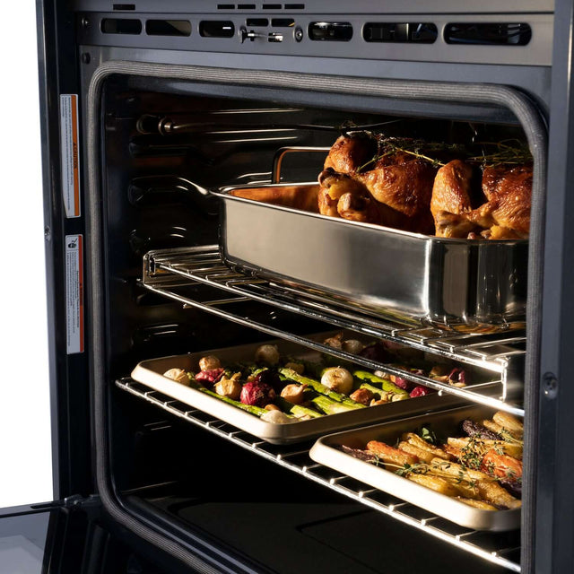 ZLINE Autograph Edition 30 in. Electric Single Wall Oven with Self Clean and True Convection in Stainless Steel and Matte Black Accents (AWSZ-30-MB)