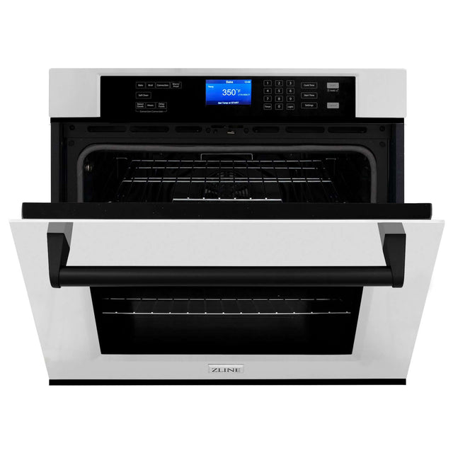 ZLINE Autograph Edition 30 in. Electric Single Wall Oven with Self Clean and True Convection in Stainless Steel and Matte Black Accents (AWSZ-30-MB)