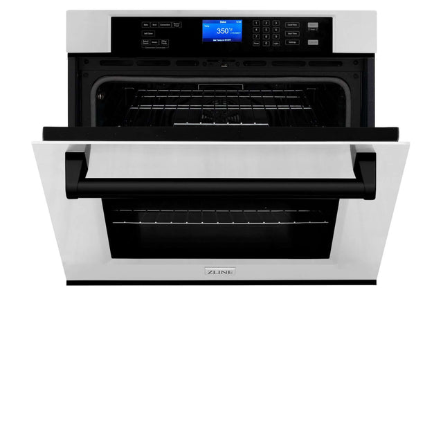 ZLINE Autograph Edition 30 in. Electric Single Wall Oven with Self Clean and True Convection in Stainless Steel and Matte Black Accents (AWSZ-30-MB)