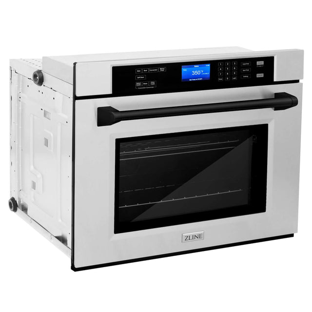 ZLINE Autograph Edition 30 in. Electric Single Wall Oven with Self Clean and True Convection in Stainless Steel and Matte Black Accents (AWSZ-30-MB)
