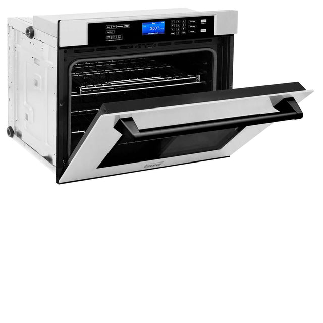 ZLINE Autograph Edition 30 in. Electric Single Wall Oven with Self Clean and True Convection in Stainless Steel and Matte Black Accents (AWSZ-30-MB)