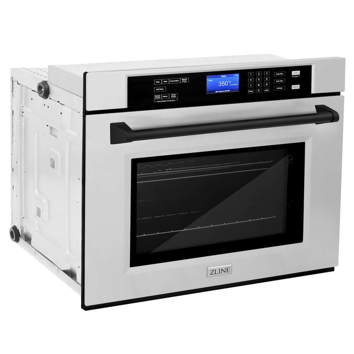 ZLINE Autograph Edition 30 in. Electric Single Wall Oven with Self Clean and True Convection in Stainless Steel and Matte Black Accents (AWSZ-30-MB)