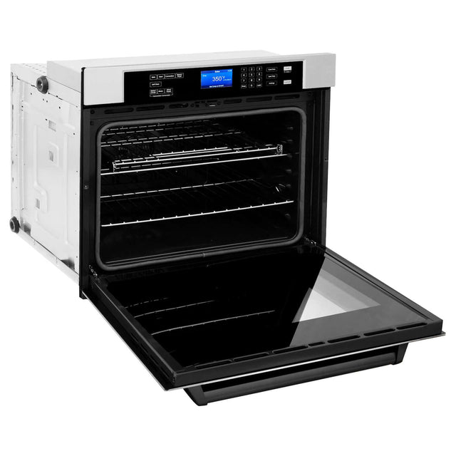 ZLINE Autograph Edition 30 in. Electric Single Wall Oven with Self Clean and True Convection in Stainless Steel and Matte Black Accents (AWSZ-30-MB)
