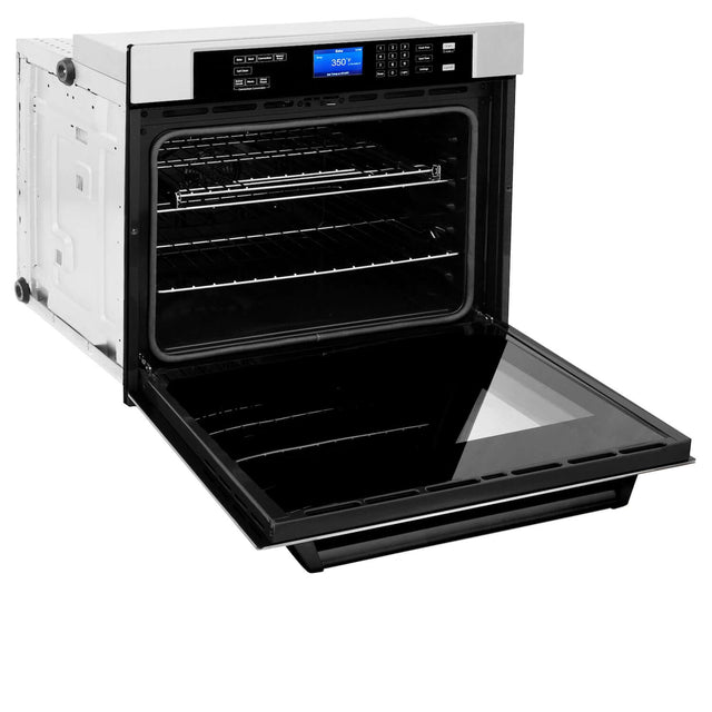 ZLINE Autograph Edition 30 in. Electric Single Wall Oven with Self Clean and True Convection in Stainless Steel and Matte Black Accents (AWSZ-30-MB)