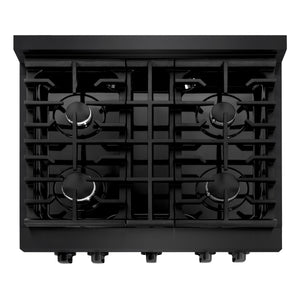 ZLINE 30 in. 4.2 cu. ft. 4 Burner Gas Range with Convection Gas Oven in Black Stainless Steel (SGRB-30)
