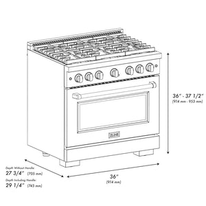 ZLINE 36 in. 5.2 cu. ft. Paramount Gas Range with 6 Burner Cooktop and Convection Gas Oven in Black Stainless Steel (SGRB-36)