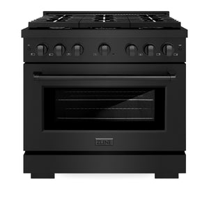 ZLINE 36 in. 5.2 cu. ft. 6 Burner Gas Range with Convection Gas Oven in Black Stainless Steel (SGRB-36)