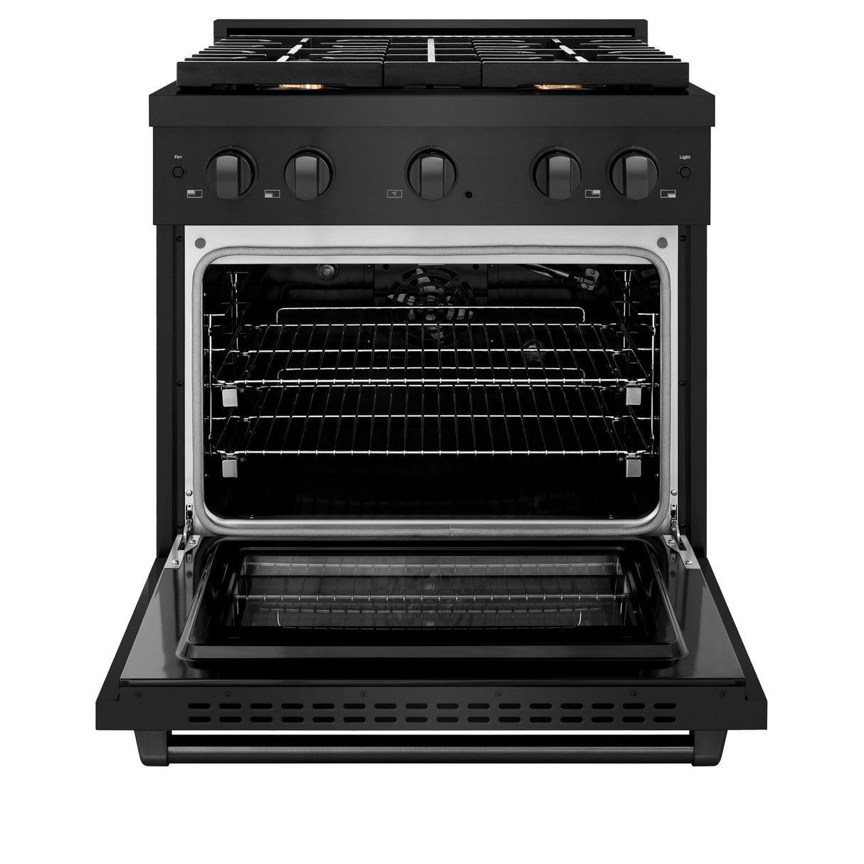 ZLINE 30 in. 4.2 cu. ft. Gas Range with Convection Gas Oven in Black Stainless Steel with 4 Brass Burners (SGRB-BR-30)