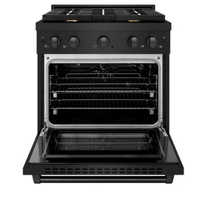 ZLINE 30 in. 4.2 cu. ft. Gas Range with Convection Gas Oven in Black Stainless Steel with 4 Brass Burners (SGRB-BR-30)
