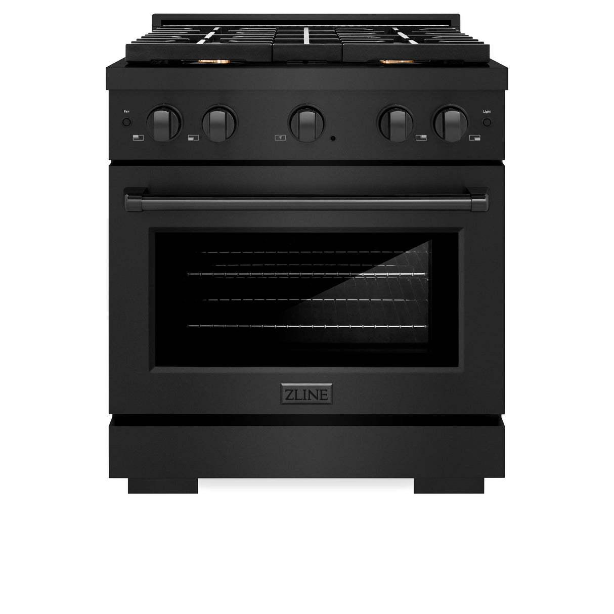 ZLINE 30 in. 4.2 cu. ft. Gas Range with Convection Gas Oven in Black Stainless Steel with 4 Brass Burners (SGRB-BR-30)