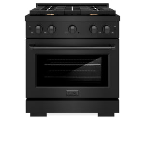 ZLINE 30 in. 4.2 cu. ft. Gas Range with Convection Gas Oven in Black Stainless Steel with 4 Brass Burners (SGRB-BR-30)