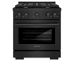 ZLINE 30 in. 4.2 cu. ft. Paramount Gas Range with Convection Gas Oven in Black Stainless Steel with 4 Brass Burners (SGRB-BR-30)