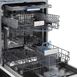 ZLINE 24 in. Tallac Series 3rd Rack Dishwasher with Black Stainless Steel Panel and Traditional Handle, 51dBa (DWV-BS-24)