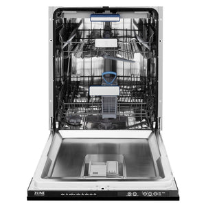 ZLINE 24 in. Tallac Series 3rd Rack Dishwasher with Black Stainless Steel Panel and Traditional Handle, 51dBa (DWV-BS-24)