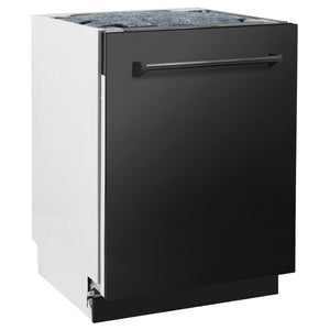 ZLINE 24 in. Tallac Series 3rd Rack Dishwasher with Black Stainless Steel Panel and Traditional Handle, 51dBa (DWV-BS-24)