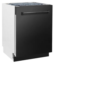 ZLINE 24 in. Tallac Series 3rd Rack Dishwasher with Black Stainless Steel Panel and Traditional Handle, 51dBa (DWV-BS-24)
