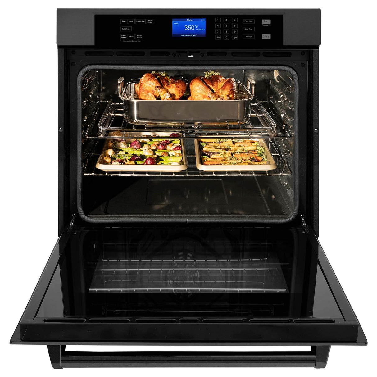 ZLINE 30 in. Professional Electric Single Wall Oven with Self Clean and True Convection in Black Stainless Steel (AWS-30-BS)