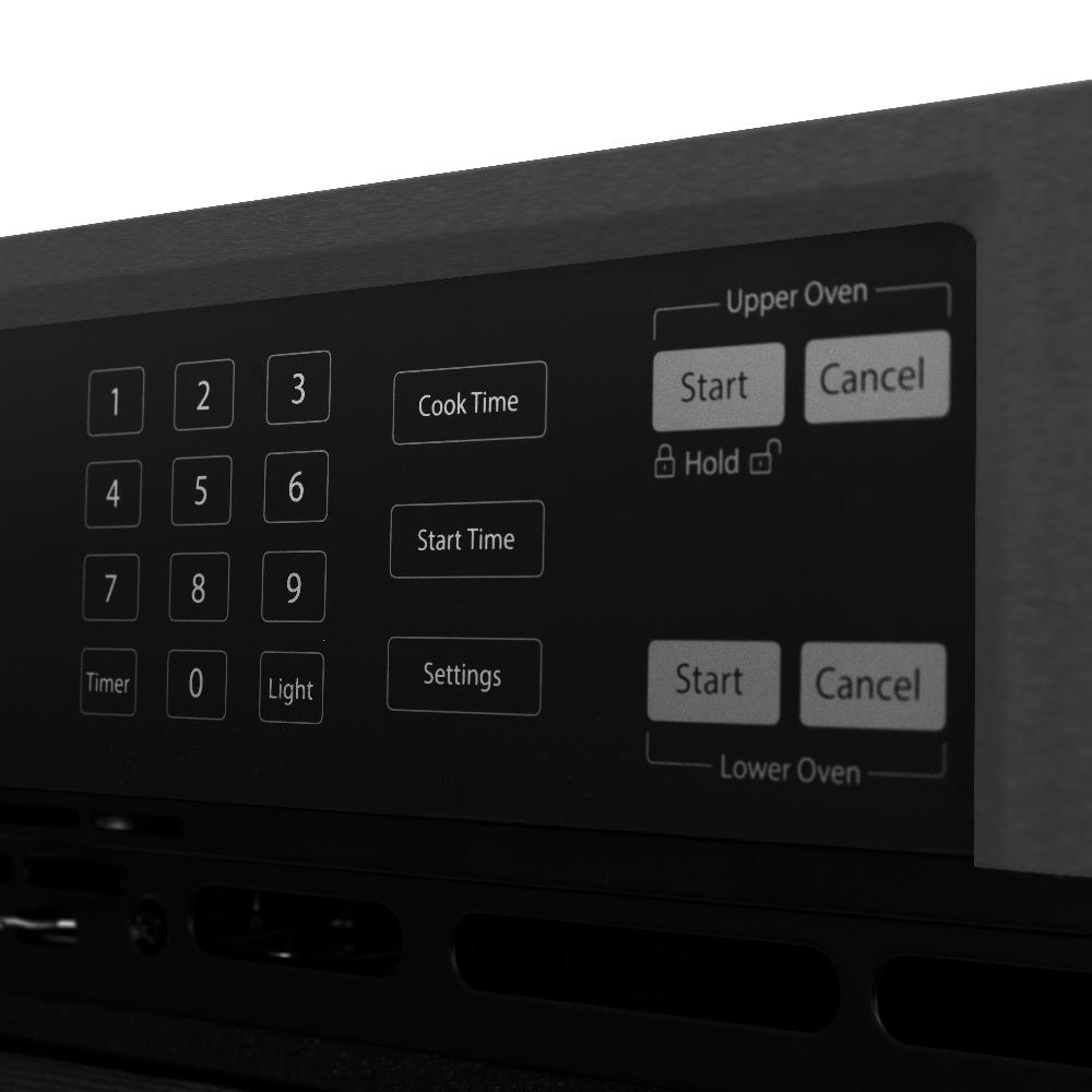 ZLINE Kitchen Package with 30 in. Black Stainless Steel Rangetop, 30 in. Over The Range Microwave with Traditional Handle and Double Wall Oven (3KP-RTBOTRH30-AWD)