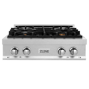 ZLINE 30 in. Legacy Gas Rangetop with 4 Brass Burners and Porcelain Cooktop in DuraSnow® Stainless Steel (RTS-BR-30)
