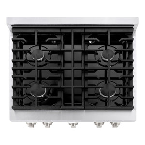 ZLINE 30 in. 4.2 cu. ft. Paramount Gas Range with 4 Burner Cooktop and Convection Gas Oven in DuraSnow® Stainless Steel with Black Matte Door (SGRS-BLM-30)