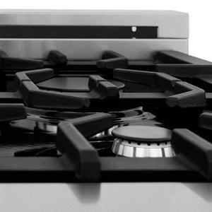 ZLINE 36 in. Kitchen Package with DuraSnow® Stainless Steel Dual Fuel Range and Convertible Vent Range Hood (2KP-RASSNRH36)