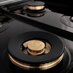 ZLINE Autograph Edition 48 in. Legacy Gas Rangetop with 7 Burners and Porcelain Cooktop in Stainless Steel with Matte Black Accents (RTZ-48-MB)