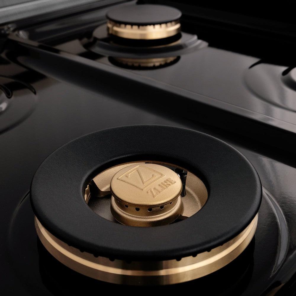 ZLINE Autograph Edition 48 in. Legacy Gas Rangetop with 7 Burners and Porcelain Cooktop in DuraSnow® Stainless Steel with Polished Gold Accents (RTSZ-48-G)