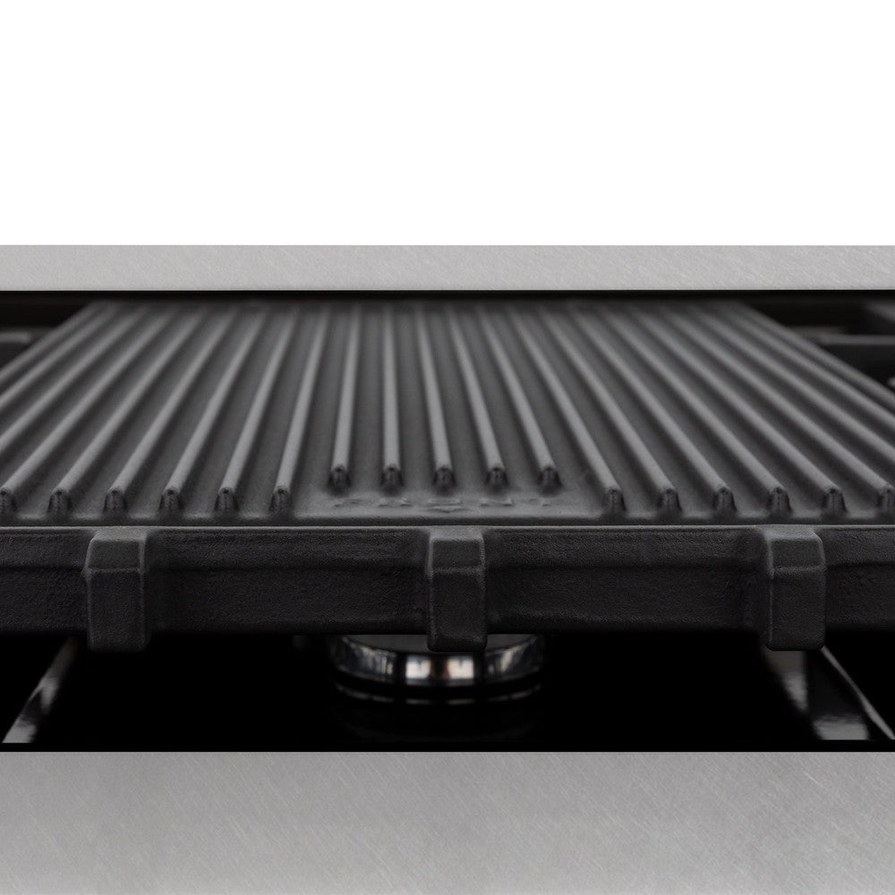 ZLINE Autograph Edition 48 in. Legacy Gas Rangetop with 7 Burners and Porcelain Cooktop in DuraSnow® Stainless Steel with Polished Gold Accents (RTSZ-48-G)