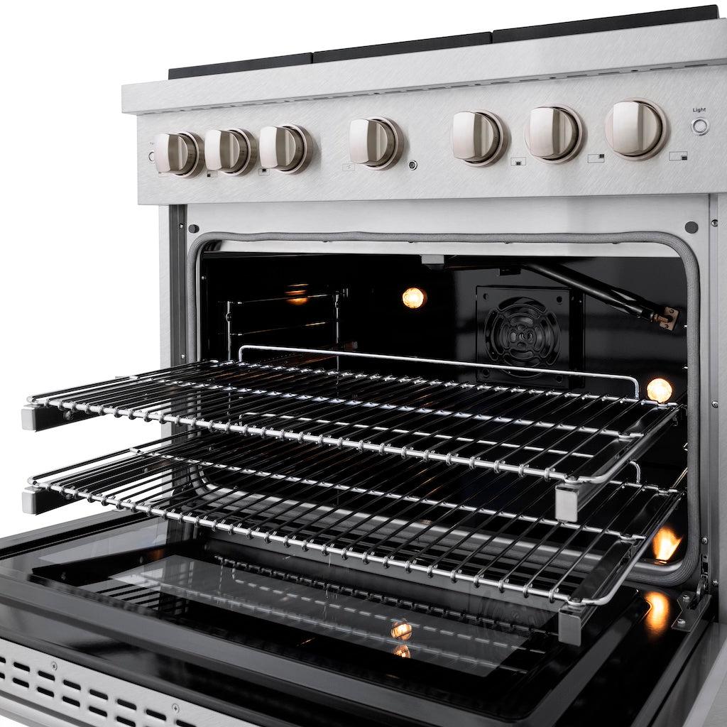 ZLINE 36 in. 5.2 cu. ft. Paramount Gas Range with 6 Burner Cooktop and Convection Gas Oven in DuraSnow® Stainless Steel (SGRS-36)