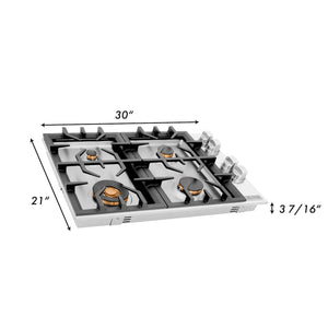 ZLINE 30 in. Gas Cooktop with 4 Brass Burners (RC-BR-30)