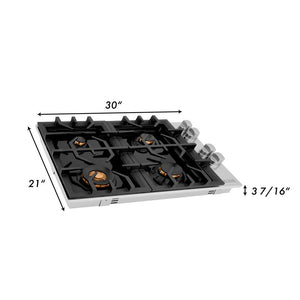 ZLINE 30 in. Gas Cooktop with 4 Brass Burners and Black Porcelain Top (RC-BR-30-PBT)