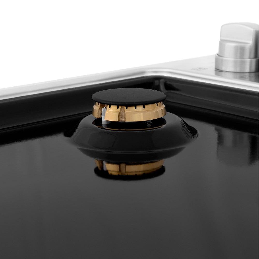 ZLINE 30 in. Gas Cooktop with 4 Brass Burners and Black Porcelain Top (RC-BR-30-PBT)