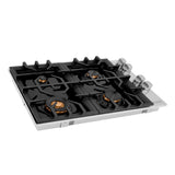 ZLINE 30 in. Gas Cooktop with 4 Brass Burners and Black Porcelain Top (RC-BR-30-PBT)