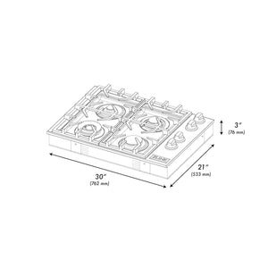 ZLINE 30 in. Gas Cooktop with 4 Brass Burners (RC-BR-30)