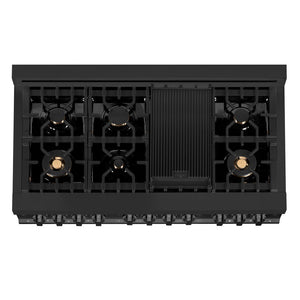 ZLINE 48 in. Kitchen Package with Black Stainless Steel Dual Fuel Range, Convertible Vent Range Hood and Microwave Drawer (3KP-RABRH48-MW)
