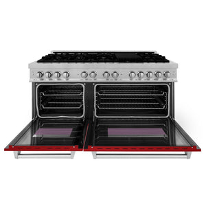 ZLINE 60 in. 7.4 cu. ft. Legacy Dual Fuel Range with 9 Burner Gas Cooktop and 2 Electric Convection Ovens in DuraSnow® Stainless Steel (RAS-SN-60)