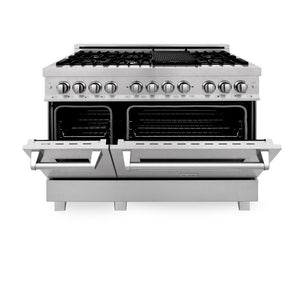 ZLINE 48 in. Kitchen Package with DuraSnow Stainless Dual Fuel Range, Ducted Vent Range Hood and Tall Tub Dishwasher (3KP-RASRH48-DWV)