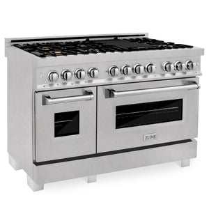 ZLINE 48 in. 6.0 cu. ft. Legacy Dual Fuel Range with Gas Cooktop and 2 Electric Ovens in DuraSnow® Stainless Steel with Brass Burners (RAS-SN-BR-48)