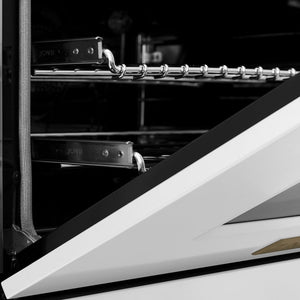 ZLINE Autograph Edition 60 in. 7.4 cu. ft. Legacy Dual Fuel Range with 9 Burner Gas Cooktop and 2 Electric Convection Ovens in DuraSnow® Stainless Steel with White Matte Doors and Matte Black Accents (RASZ-WM-60-MB)
