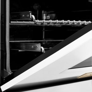 ZLINE Autograph Edition 36 in. 4.6 cu. ft. Legacy Dual Fuel Range with 6 Burner Gas Cooktop and Electric Convection Oven in DuraSnow® Stainless Steel with White Matte Door and Polished Gold Accents (RASZ-WM-36-G)
