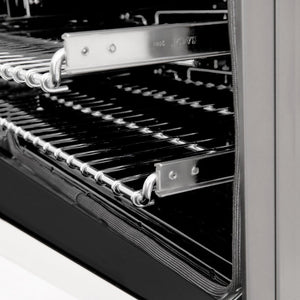 ZLINE Autograph Edition 48 in. 6.0 cu. ft. Legacy Dual Fuel Range with 7 Burner Gas Cooktop and 2 Electric Ovens in DuraSnow® Stainless Steel with White Matte Doors and Polished Gold Accents (RASZ-WM-48-G)