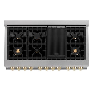 ZLINE Autograph Edition 48 in. 6.0 cu. ft. Legacy Dual Fuel Range with 7 Burner Gas Cooktop and 2 Electric Ovens in DuraSnow® Stainless Steel with White Matte Doors and Polished Gold Accents (RASZ-WM-48-G)