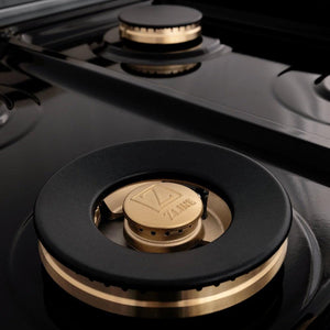 ZLINE Autograph Edition 48 in. 6.0 cu. ft. Legacy Dual Fuel Range with 7 Burner Gas Cooktop and 2 Electric Ovens in Stainless Steel and Champagne Bronze Accents (RAZ-48-CB)