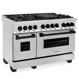 ZLINE Autograph Edition 48 in. 6.0 cu. ft. Dual Fuel Range with Gas Stove and Electric Oven in Stainless Steel with Matte Black Accents (RAZ-48-MB)