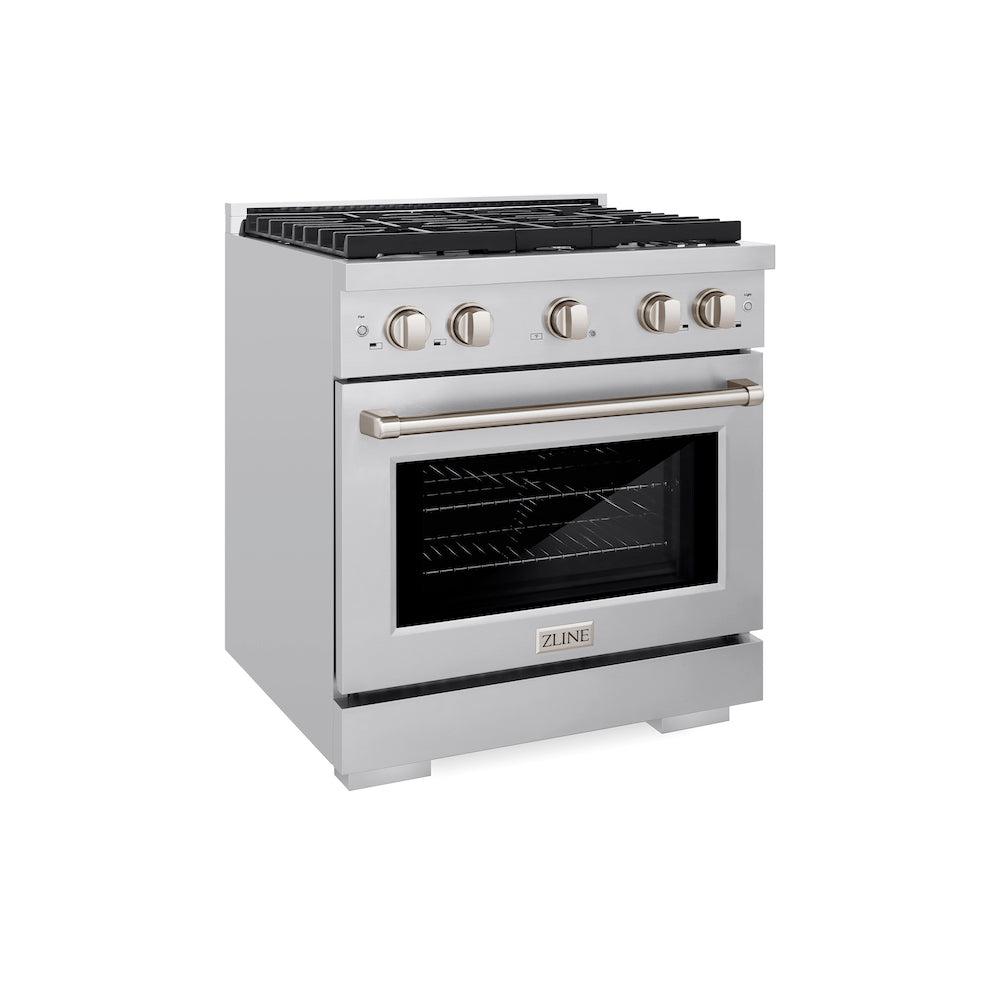 ZLINE 30 in. 4.2 cu. ft. Gas Range with Convection Gas Oven in Stainless Steel with 4 Brass Burners (SGR-BR-30)