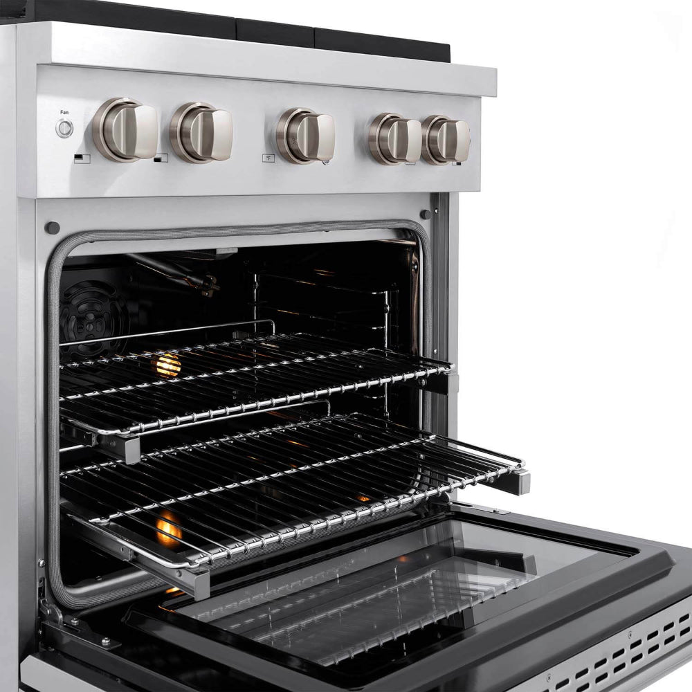 ZLINE 30 in. Kitchen Package Stainless Steel Gas Range and Over The Range Microwave with Modern Handle (2KP-SGROTR30)
