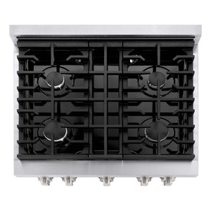 ZLINE 30 in. 4.2 cu. ft. Paramount Gas Range with 4 Burner Cooktop and Convection Gas Oven in Stainless Steel (SGR30)
