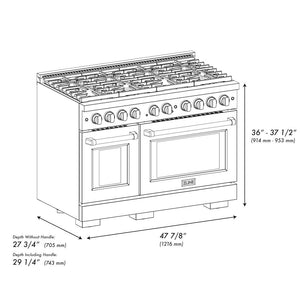 ZLINE 48 in. 6.7 cu. ft. Paramount Double Oven Gas Range with 8 Burner Cooktop in Stainless Steel (SGR48)